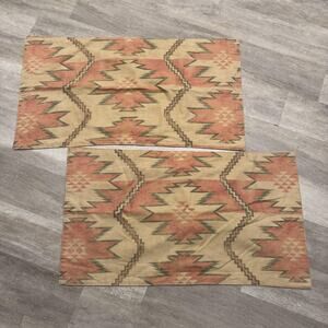 Vintage Ralph Lauren Southwestern Pillow Shams Set of 2 100% Cotton USA Aztec